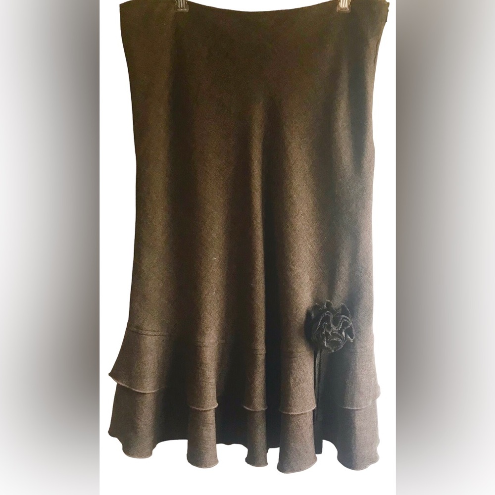 VINTAGE JASMINE SOLA LINED BROWN TWEED SKIRT
